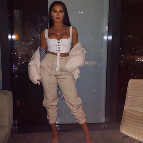 Meshki Pants - Meshki | kaarina pocket cargo joggers in beige